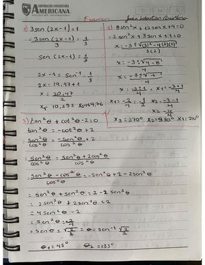 EXAMEN DE ECUACIONES TRIGONOMÉTRICAS Parte 1