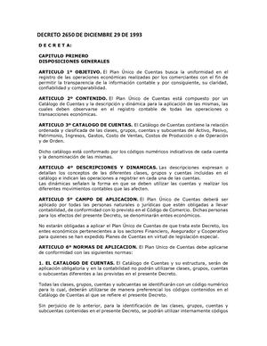 Decreto 2650 De Diciembre 29 De 1993 Resumen