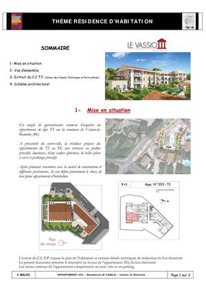 Thème n°1 - Appartement T3 - Extrait CCTP