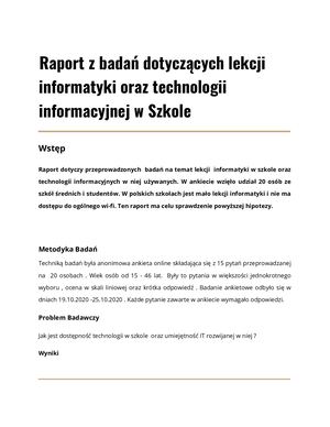 Raport Ankieta Szkolna