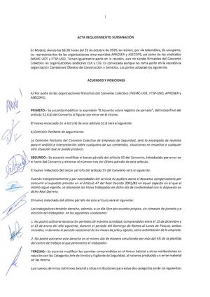 Acta de requerimiento de subsanación del Convenio Seguridad Privada 2021