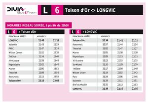 Fiche horaire L6 - plan transport à partir du mardi 3/11