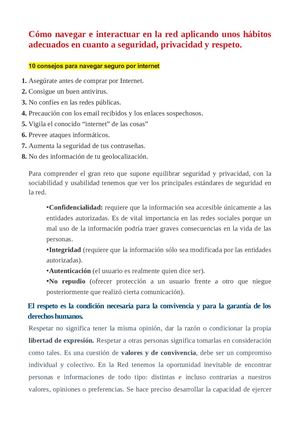 Seguridad, Privacidad Y Respeto En La Red