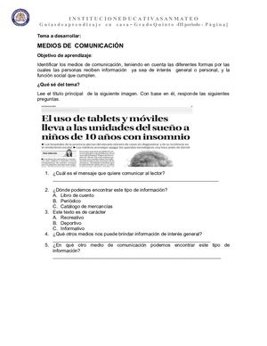 GUÍA- MEDIOS DE COMUNICACIÓN 5°.