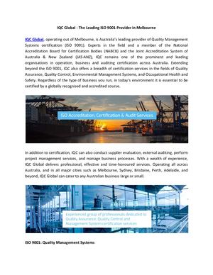 Iqc Global The Leading Iso 9001 Provider In Melbourne