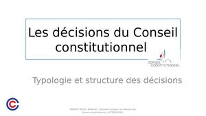 Typologie Et Structure Des Décisions Du Conseil Constitutionnel