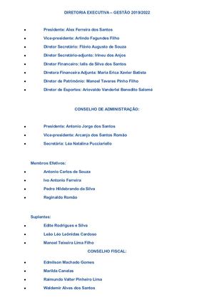 Relação Nominal De Dirigentes