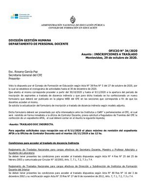 Of 34 20 De Personal Docente Publicacion De Nuevo Formulario Para Indirecta