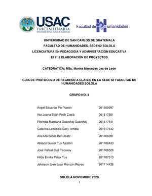 Informe Final De Proyectos Grupo No 3 Licenciatura Sección B