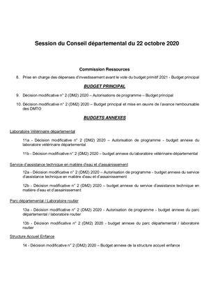 Dm2 Rapports et Délibérations Budget 2020 22102020