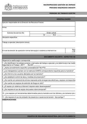If P60 F07 Formato Permiso De Trabajo Eléctrico