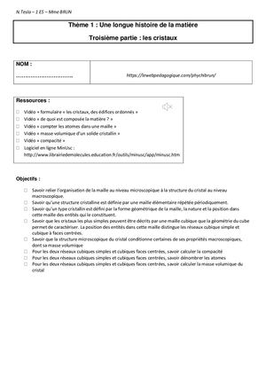 1ES theme 1 Cristaux