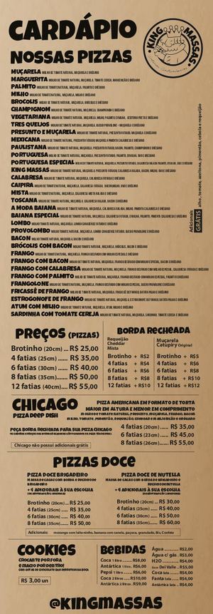 King Massas Cardapio