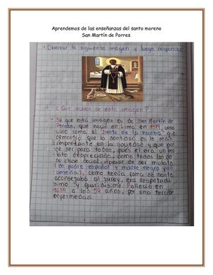 Religion - Aprendemos De Las Enseñanzas Del Santo Moreno San Martin De Porres - 5 11 2020