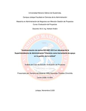 Caso De Estudio Implementación De La Iso 9001 2015 En Las Aduanas De Sat