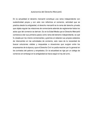 Autonomía Del Derecho Mercantil