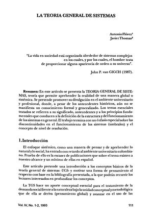 Dialnet La Teoria General De Sistemas 6581658