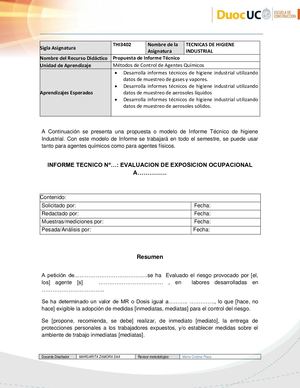 Modelo De Informe Tecnico