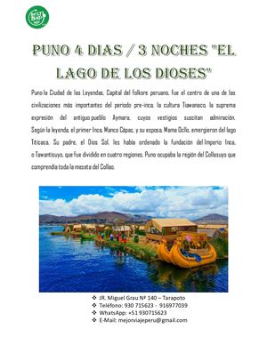 Itinerario Puno 4d Y 3n