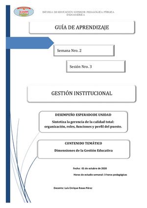Gestión Institucional - Guía 3