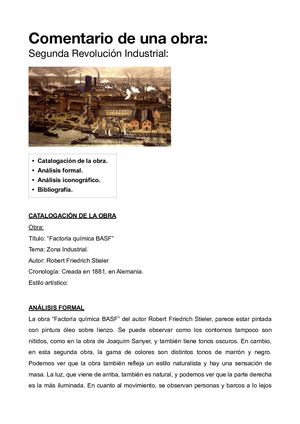 Comentario De Una Obra (Factoría Química Basf” De Robert Friedrich Stieler) Alejandro Moya Y Marina López