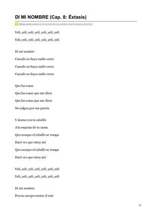 Letras Com Di Mi Nombre Cap 8 Éxtasis