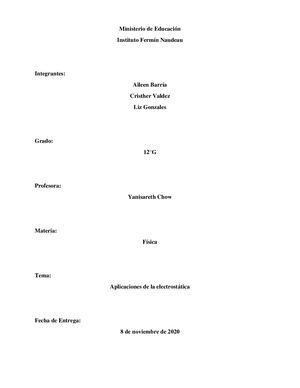 Aplicaciones De La Electrostática (Fisica)