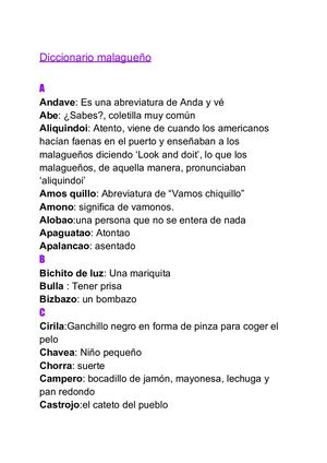 Diccionario Malagueño