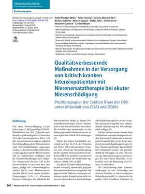 07 Qualitätsverbessernde Maßnahmen In Der Versorgung Von Kritisch Kranken Intensivpatienten Mit Nierenersatztherapie Bei Akuter Nierenschädigung
