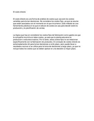 El Costo Directo