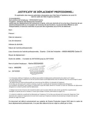 Ft Attestation Deplacement Employeur