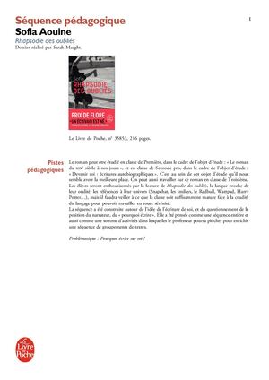 Rhapsodie des oubliés - Sofia Aouine - Dossier pédagogique