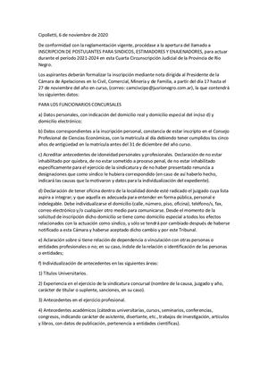 Inscripcion Sindicos, Enajenadores Y Estimadores