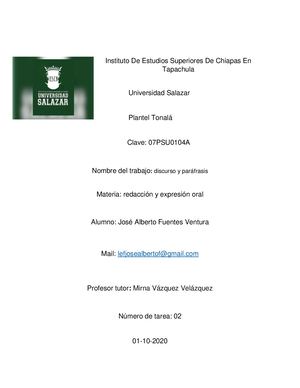 Act 2 Discurso Y Parafrasis Redaccion Y Expresion Oral