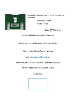 Cartel De Insolacion Atencion De Leciones