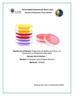 Práctica 7: Preparación De Medios De Cultivo Y Su Distribución En Recipientes Adecuados