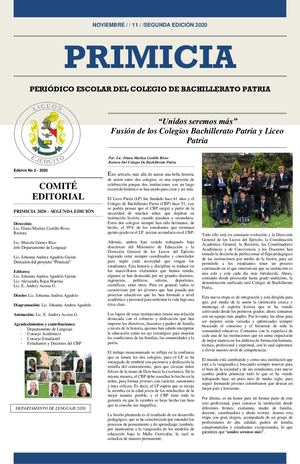 Periódico Primicia 2° Ed. 2020 CBP
