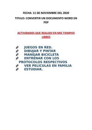 Actividades En Mis Tiempos Libres