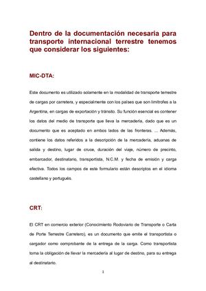 Documentación Para Transporte Internacional