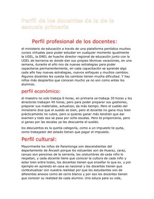 Perfil De Los Docentes De La De La Escuela Primaria