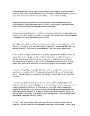 La Historia Del álgebra