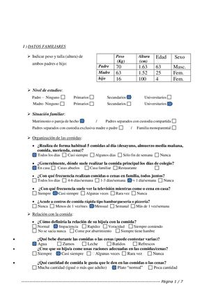 Encuesta De Alimentacion