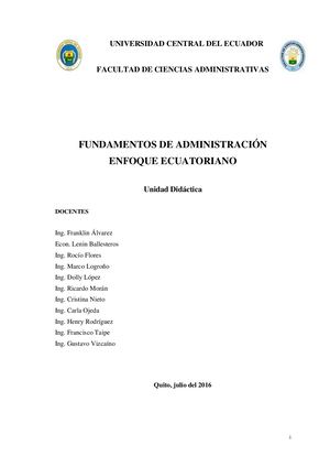 Fundamentos De Administración Un Enfoque Ecuatoriano