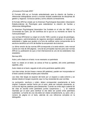 Conoces El Formato Apa