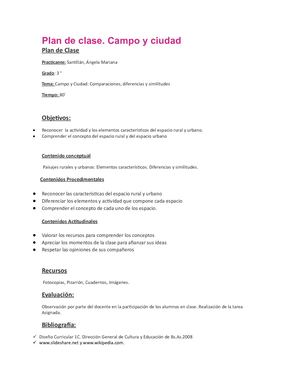 Plan De Clase Tercer Grado