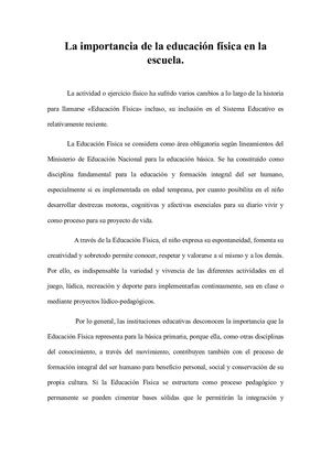 La Importancia De La Educación Física En La Escuela
