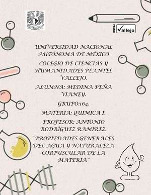 Propiedades Generales Del Agua Y La Naturaleza Corpuscular De La Materia