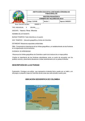 Guia De Ciencias Sociales Grado 5