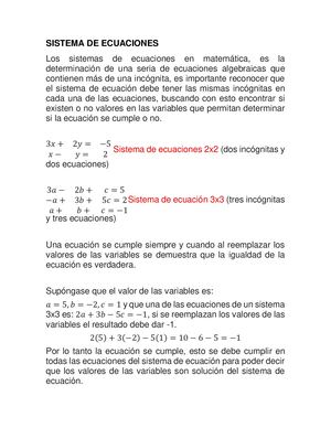 Explicación De Un Sistema De Ecuaciones