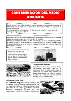 Ficha De Trabajo Contaminacion Del Medio Ambiente